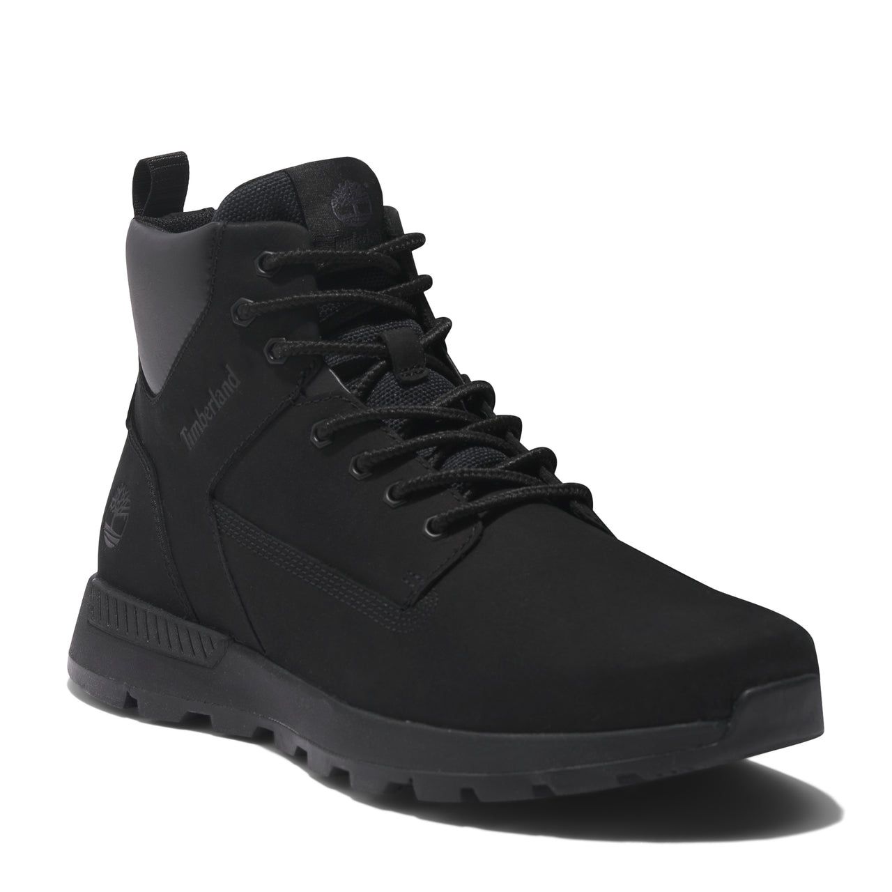 Black Timberland lace-up boot.