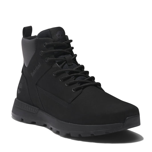 Black Timberland lace-up boot.