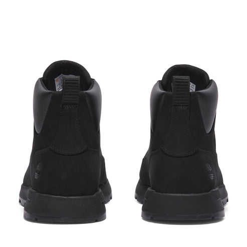 Two black boots facing away from the viewer.