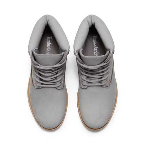 Pair of gray Timberland work boots.