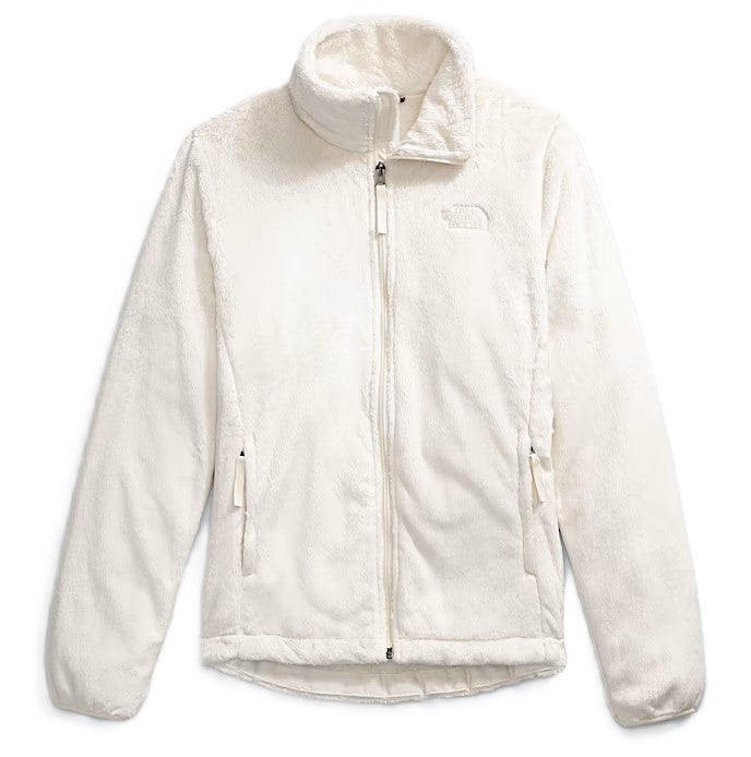 White fleece jacket with full zipper and side pockets.