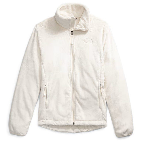 White fleece jacket with full zipper and side pockets.