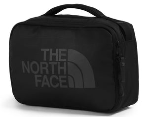 Black toiletry bag with a handle, and "THE NORTH FACE" imprinted on the front.