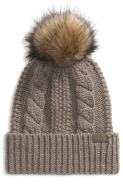 Women's Oh Mega Fur Pom Beanie Mocha Brown