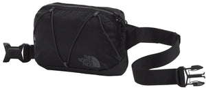 A black fanny pack with an adjustable strap and buckle closure.