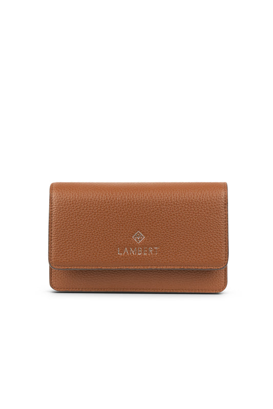 Brown wallet with a logo "LAMBERT" on the center.