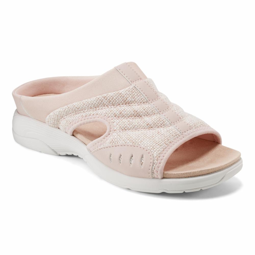 Blush sandal with textured vamp and white sole.