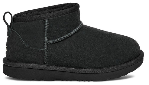 Black suede ankle boot with loop on back.