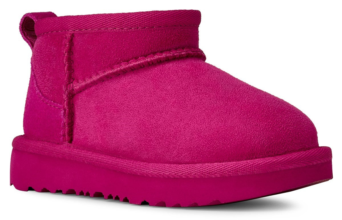 Short pink boot with a loop in the back.