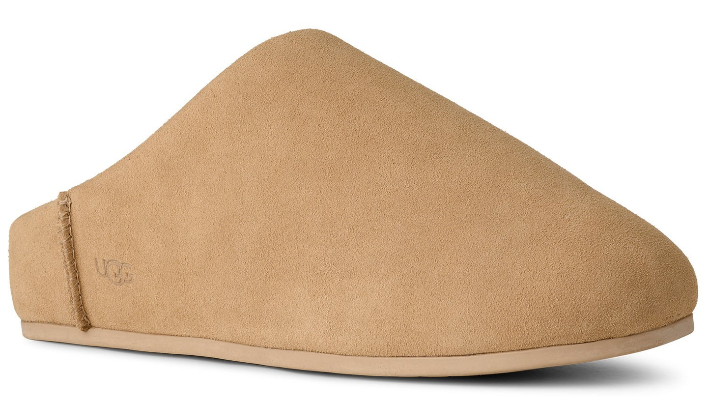 Tan suede slipper.