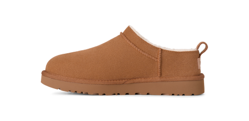 A pair of brown slip-on shoes with a flat sole.