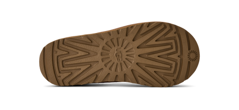 The patterned sole of a boot.