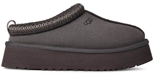 A platform UGG slipper in gray.