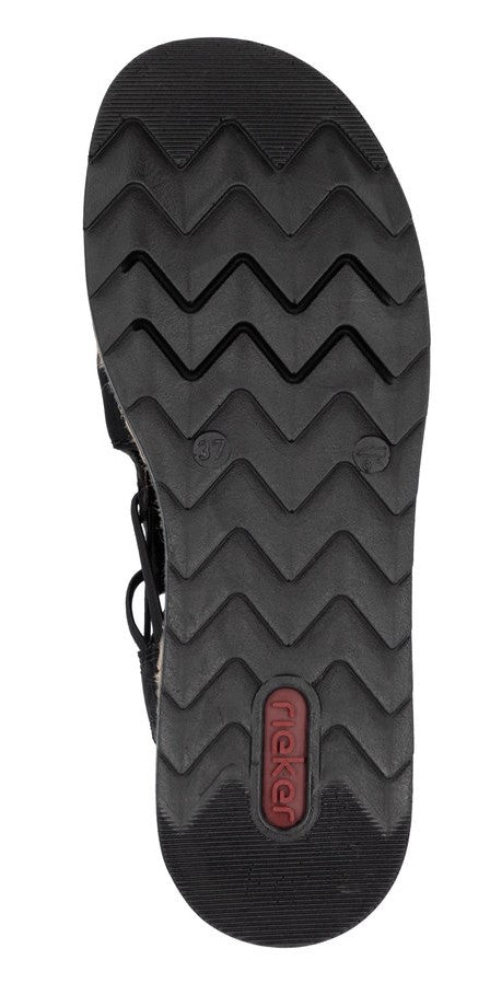 black sandal sole with wavy pattern