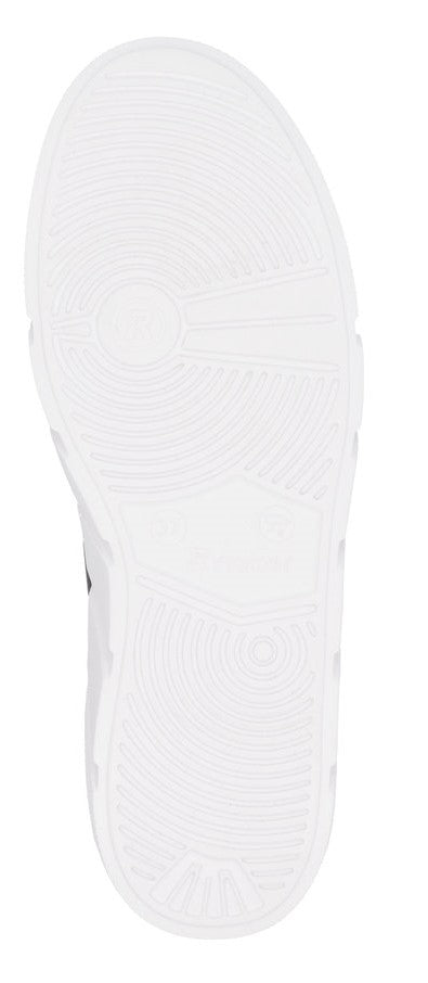 The sole of a white shoe.