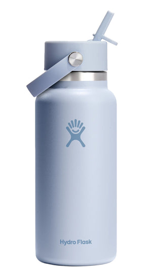 light blue water bottle with straw