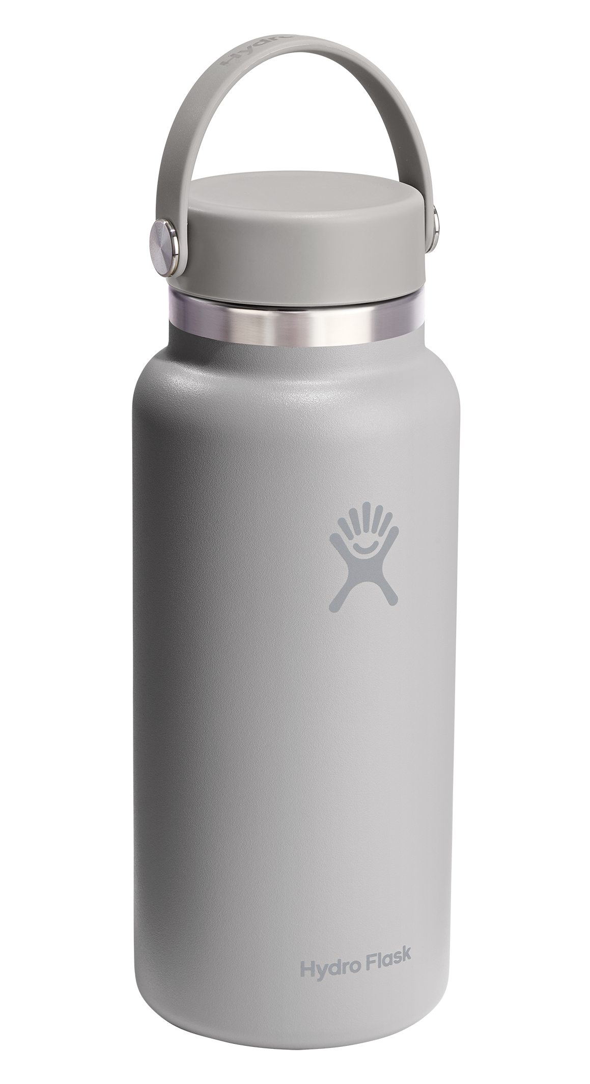 Gray water bottle with handle
