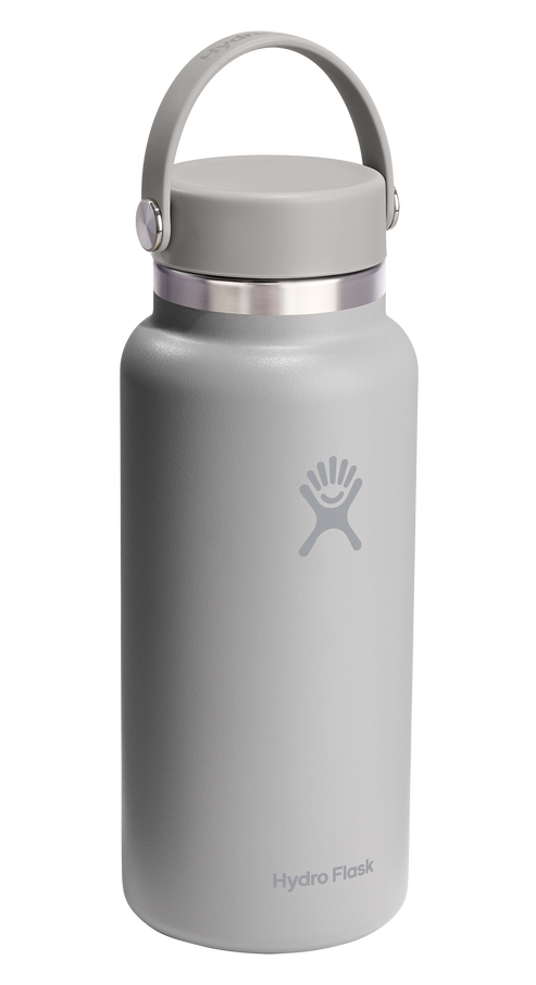 Gray water bottle with handle