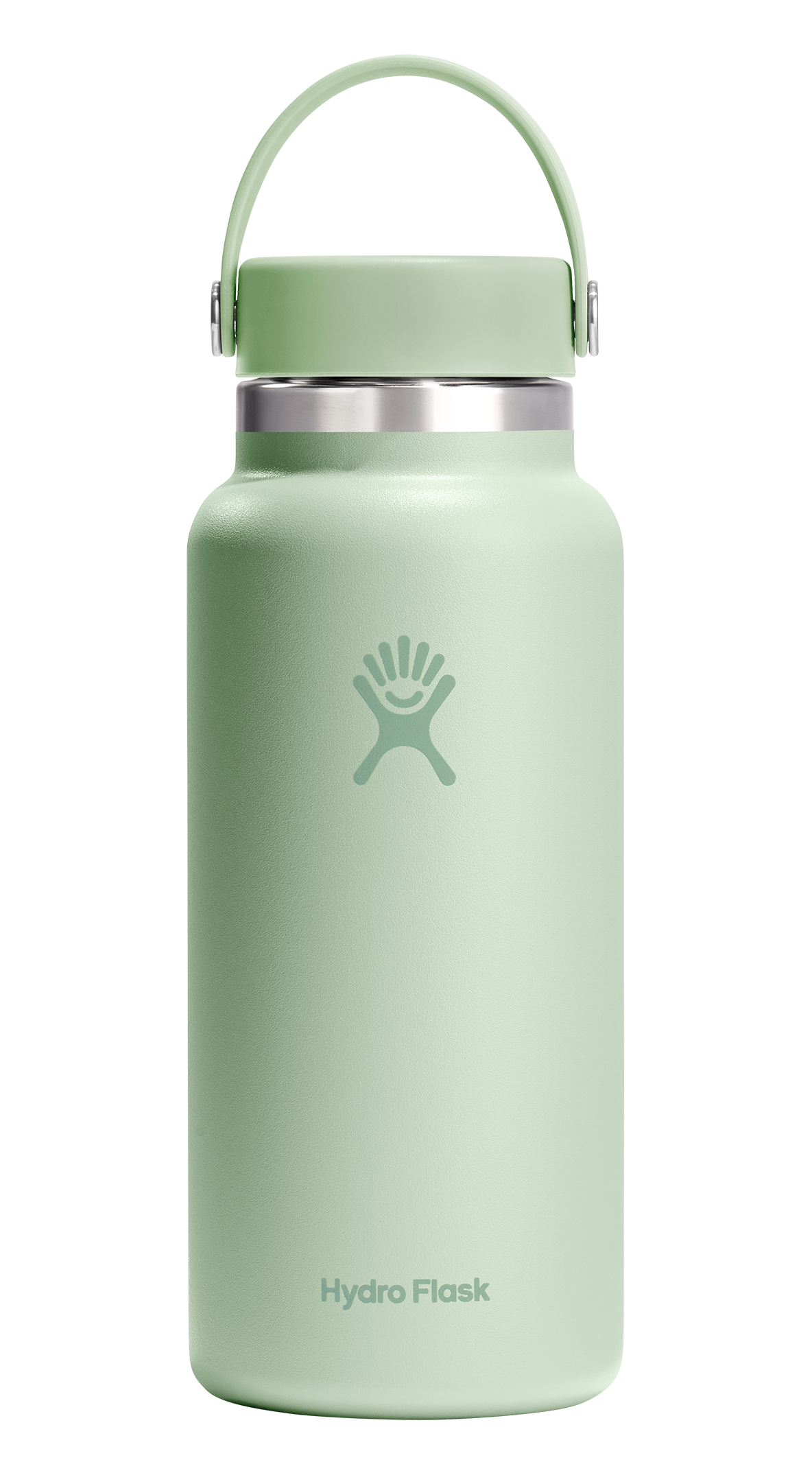 Light green water bottle with handle