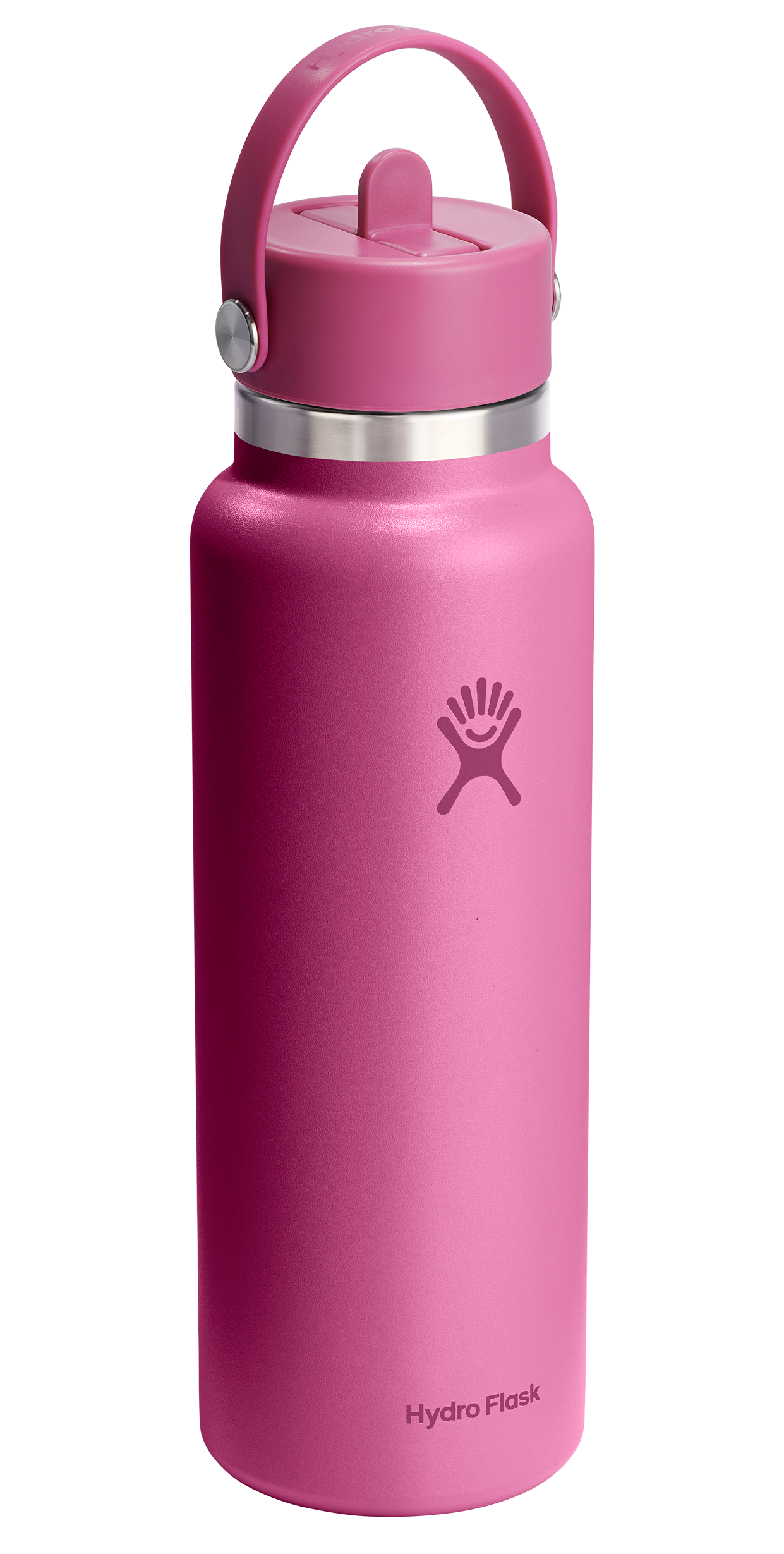 Magenta water bottle with a handle