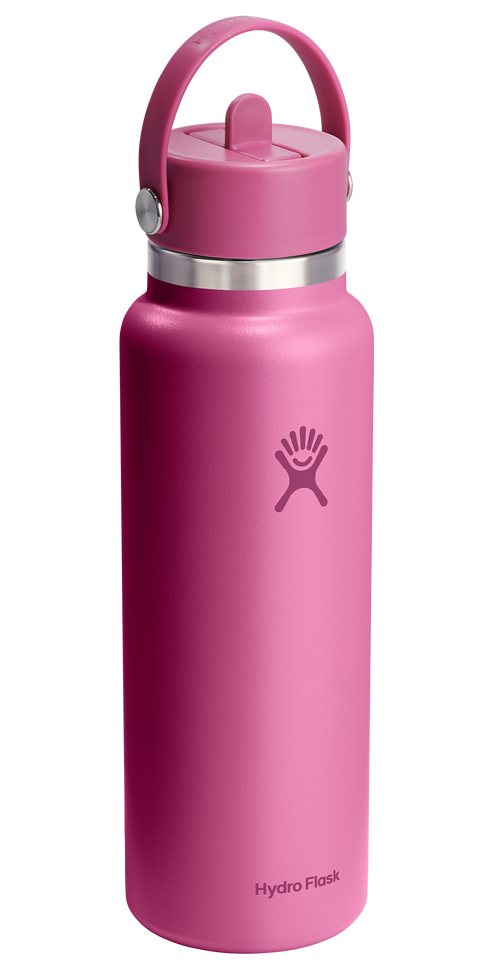 Magenta water bottle with a handle