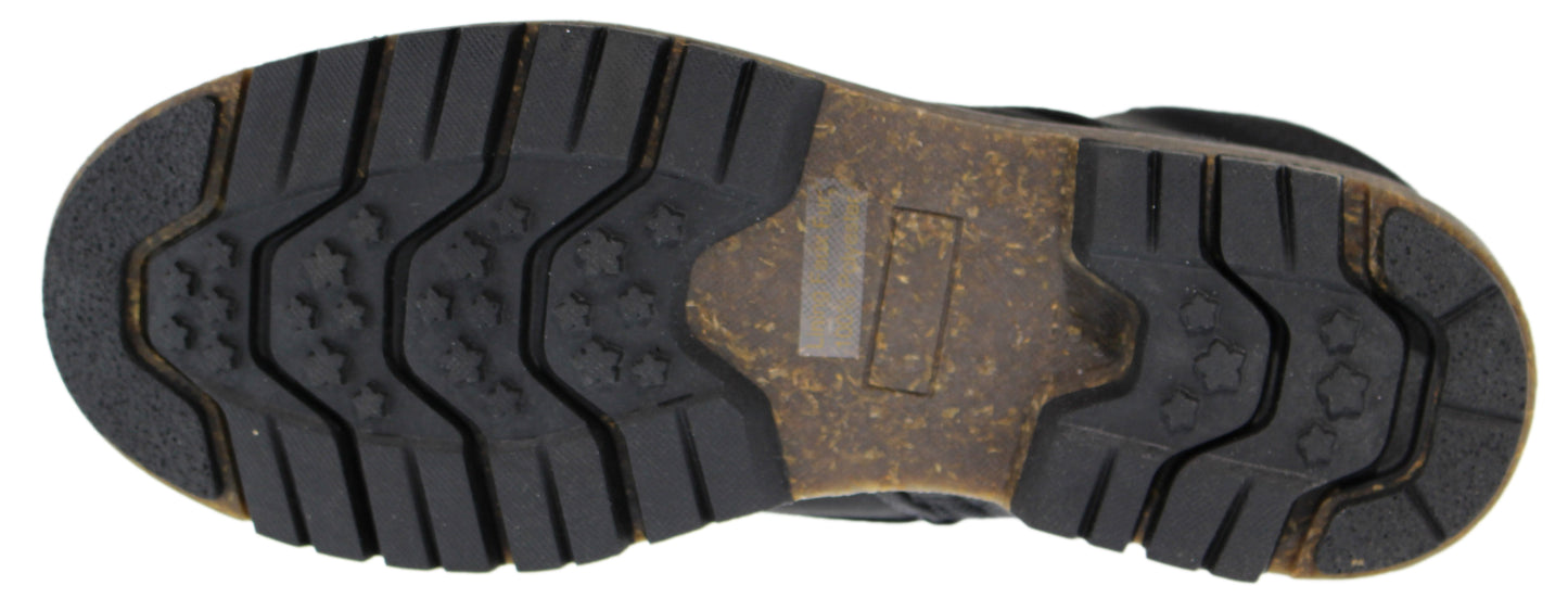 A shoe sole with black treads.