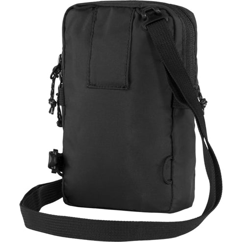 Black messenger bag with adjustable shoulder strap and zippered compartments.