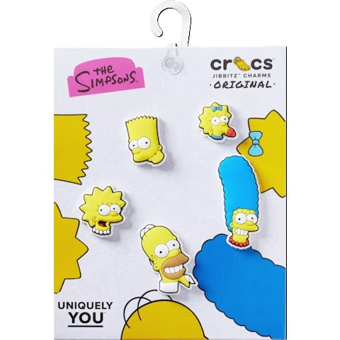 The Simpsons Jibbitz Charms featuring Bart, Lisa, Homer, and Marge.