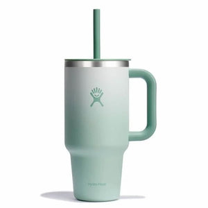 Large gradient color mug with handle and straw.