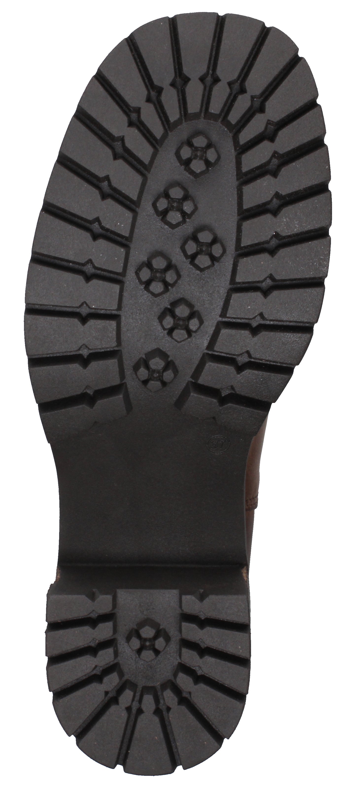 Bottom of a lug-soled boot.