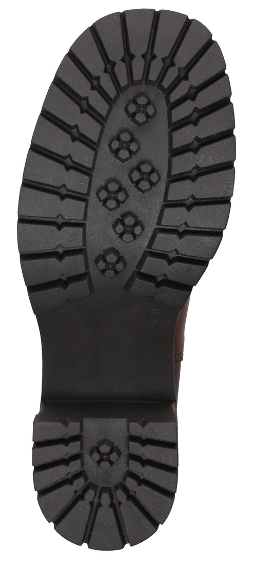 Bottom of a lug-soled boot.