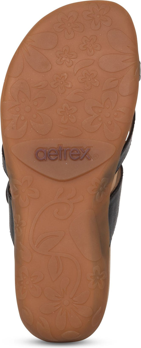 Aetrex Sandals Izzy Adjustable Slide Sandal Black