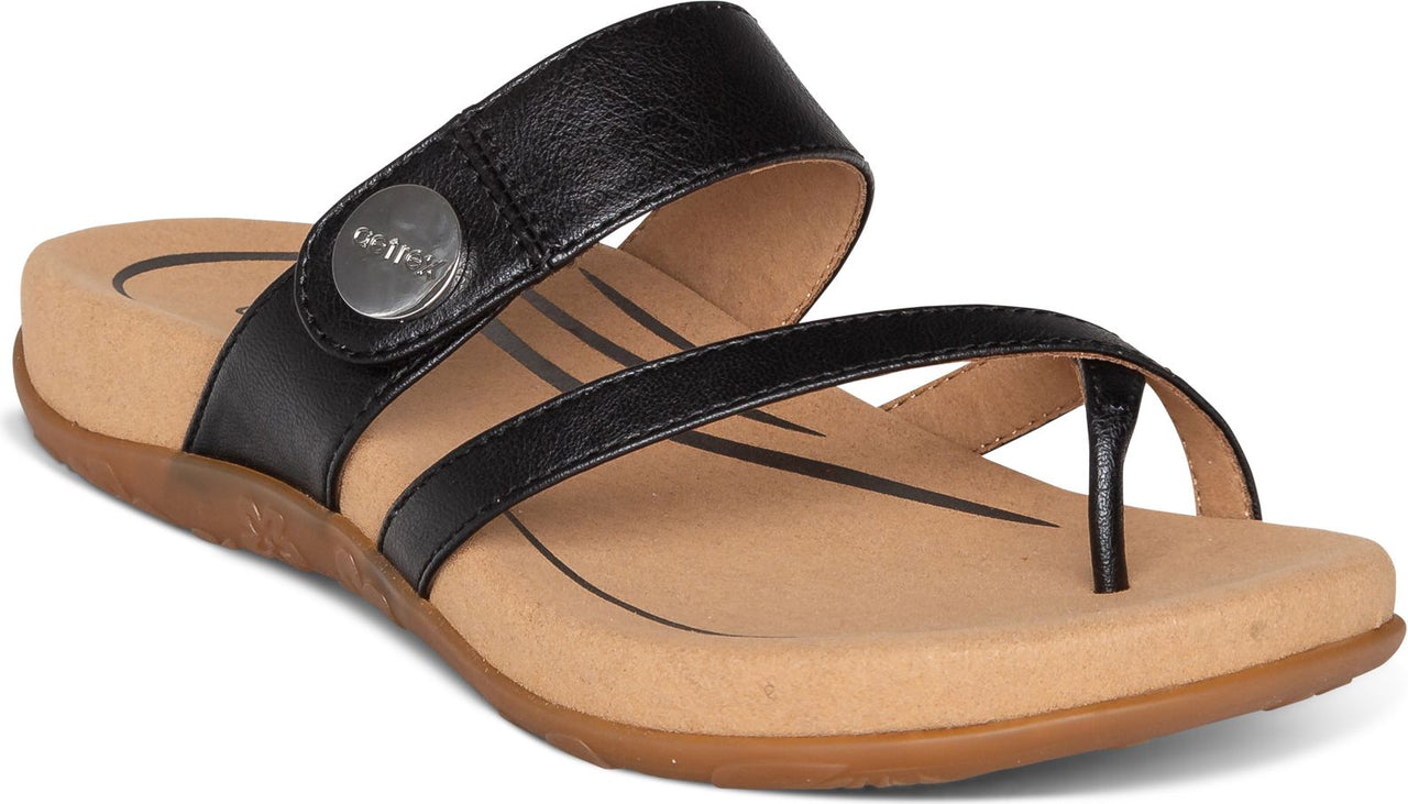 Aetrex Sandals Izzy Adjustable Slide Sandal Black