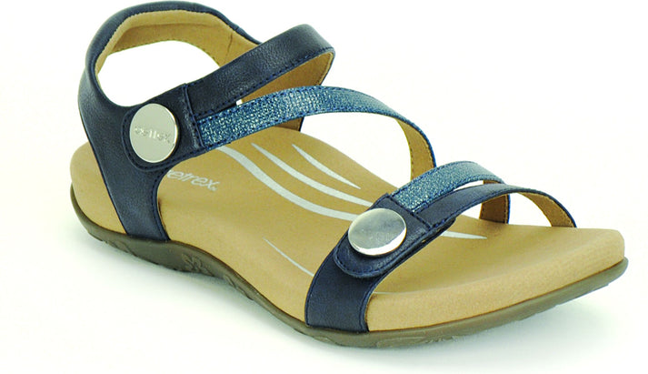Aetrex Sandals Jess Adjustable Quarter Strap Sandal Navy