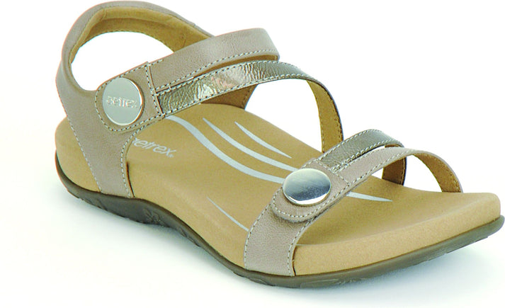 Aetrex Sandals Jess Adjustable Quarter Strap Sandal Smoke
