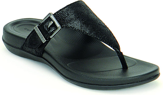 Black sandal with decorative buckle
