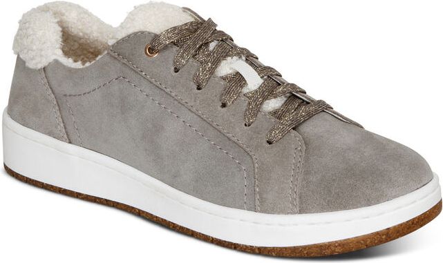 Aetrex Shoes Cozy Blake Grey Shearling Lace Up