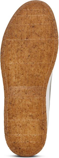 A brown shoe sole with a ribbed pattern.