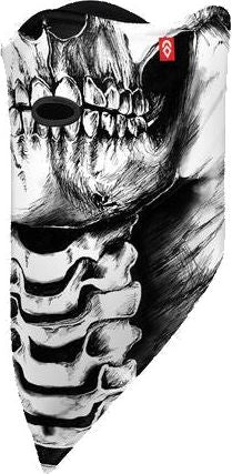 Skull and neck bones printed face mask with eye slit.