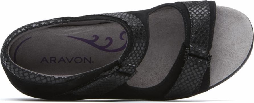 Aravon Shoes Duxbury Two Strap Black - Wide
