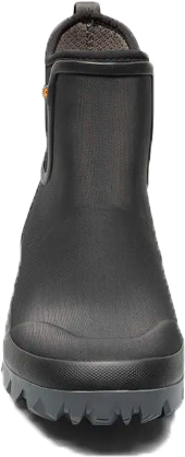 Black rain boot with grey outsole.