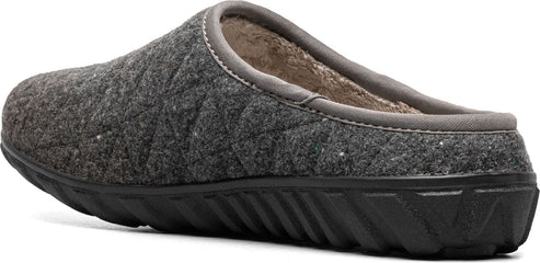 Gray quilted slipper with black sole.