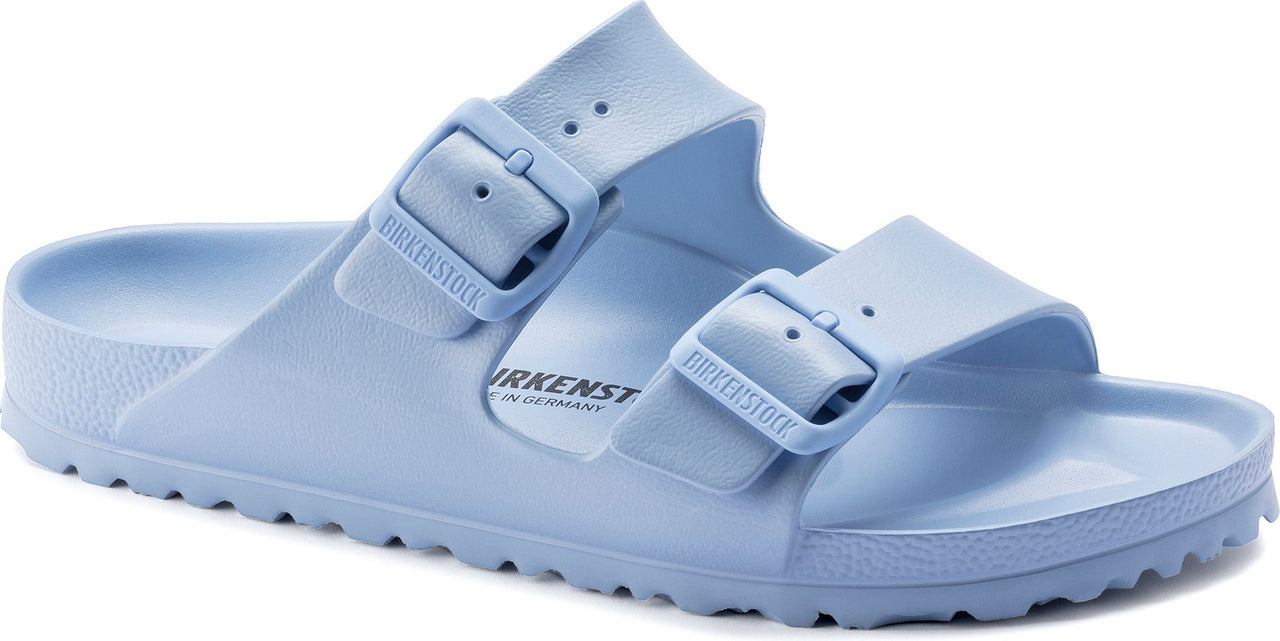 Light blue two strap sandals with adjustable buckles.