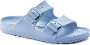 Light blue two strap sandals with adjustable buckles.