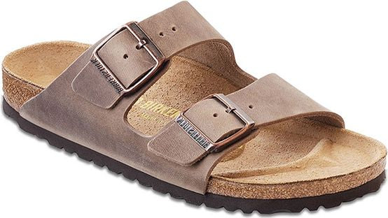 Taupe, two strap sandal with two buckles.