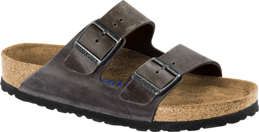 Birkenstock Sandals Arizona Soft Footbed Oiled Leather Iron - Regular Fit