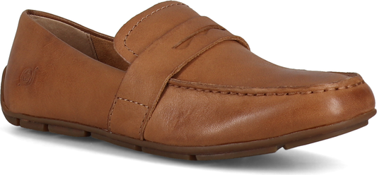 A light brown loafer.