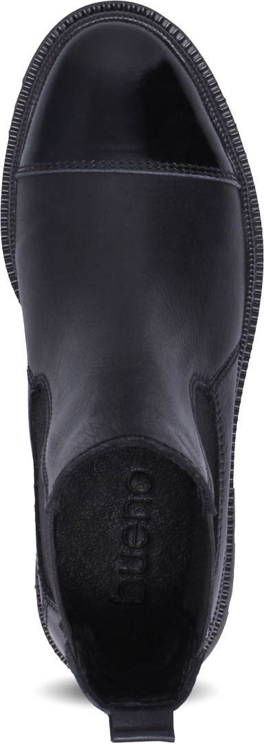 Overhead shot of a black boot.