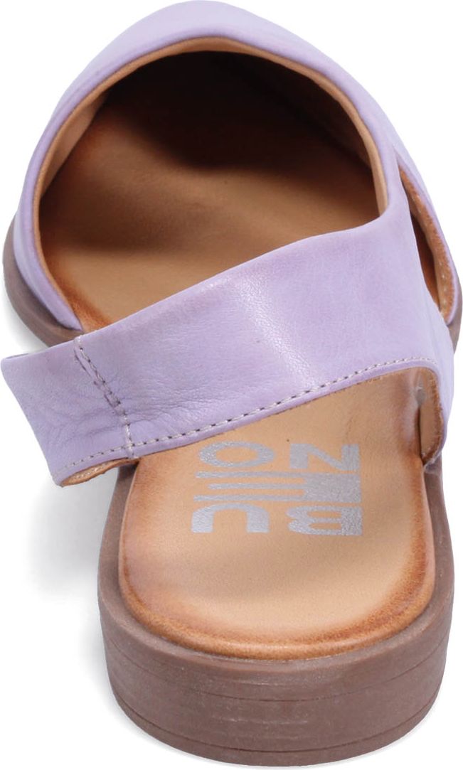 Lavender mule sandal with an adjustable strap.