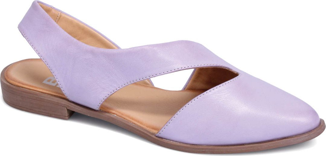 Lavender slingback dress shoe with a pointed toe.